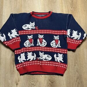Vintage Knit‎ Cat Sweater Unbranded *see Description For Measurements (XS-S)